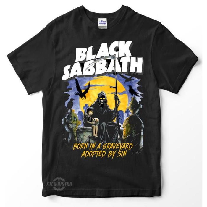 Kaos / Premium Tshirt BLACK SABBATH - BORN IN GRAVEYARD kaos black sabbath kaos band vintage heavy m