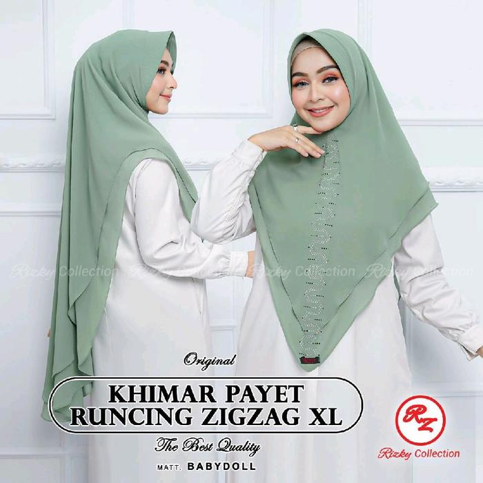 Nara Hijab - Khimar Lancip Ceruty 2 layer payet press size XL
