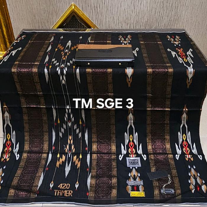 sarung tamer 420 type SGE full sutra songket timbul rapet mewah elegan dewasa terbaru Hitam Putih Na