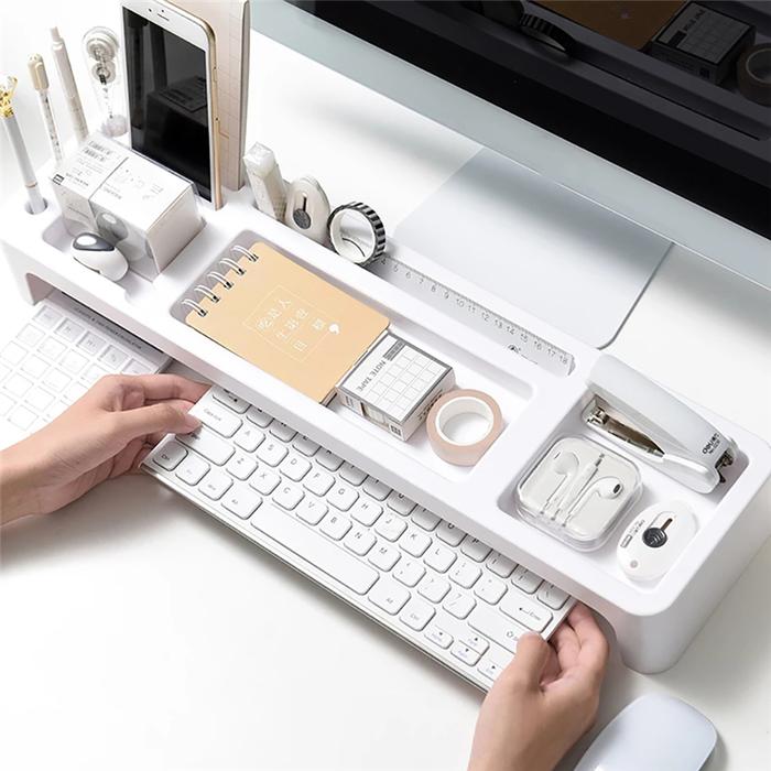 Multifunction Plastic Office Table Organizer Desk Keyboard Rack