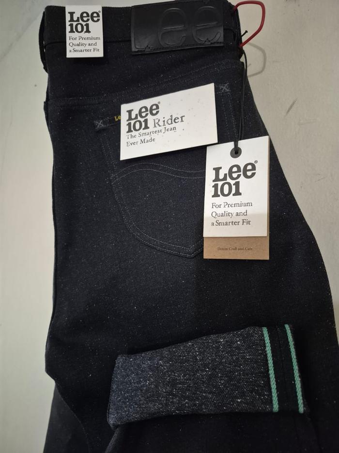 Lee 101 Rider Jeans Recycled Blue Weft Selvedge Made in Italy size 34 BNWT