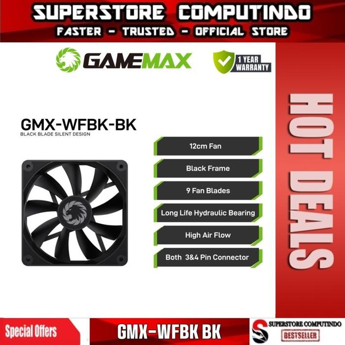 Fan Casing GameMax GMX-WFBK BK Cooling Fan 12CM Black Edition | GameMax GMX-WFBK BK | GMX-WFWT