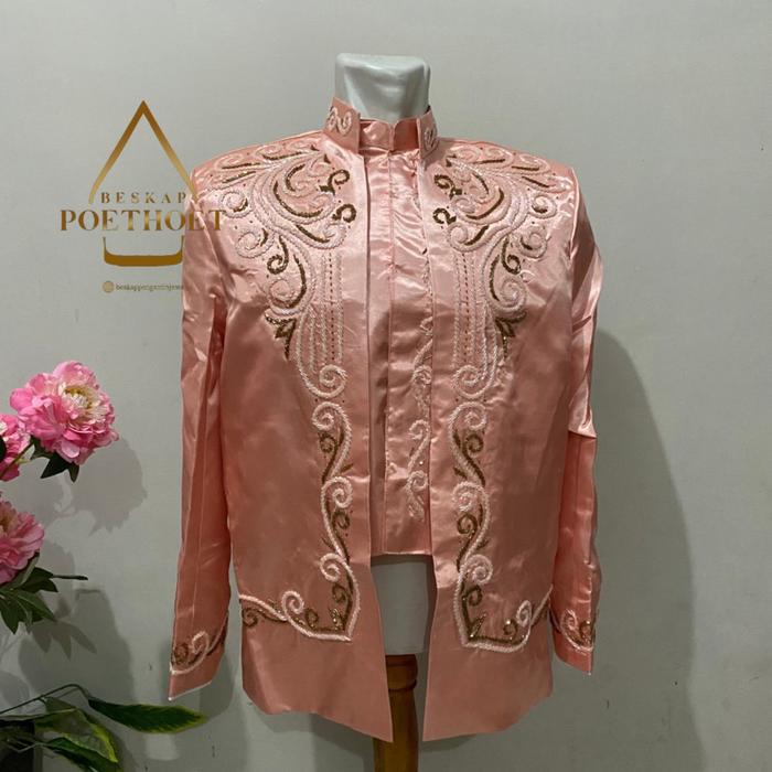 (PROMO) READY JAS FORMAL PRIA DEWASA PEACH/BAJU BASOFI PENGANTIN MUSLIM PEACH SALEM MURAH PAYET ORIG