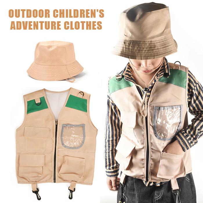 Vest Set / Setelan Vest Rompi Anak Outdoor Camping Topi Rompi Petualang Anak Laki Laki