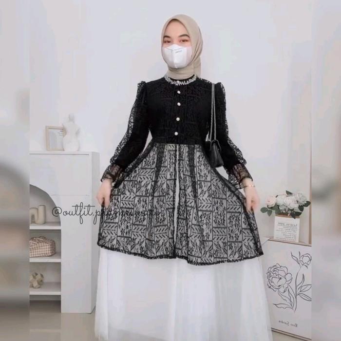 Anaya Outer Dress-Brokat Outer-Rompi Brokat-Outer Kondangan Kekinian-Outer Tulle-Outer Tile Dotty-Ro