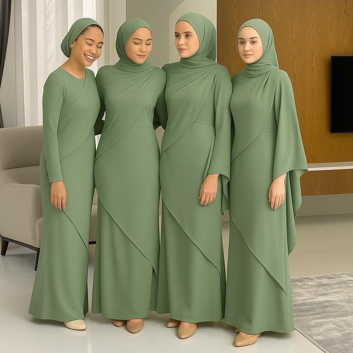 ceruty Babydoll sage jotun olive mint hijau lumut baju gamis wanita dress code putih casual elegan a