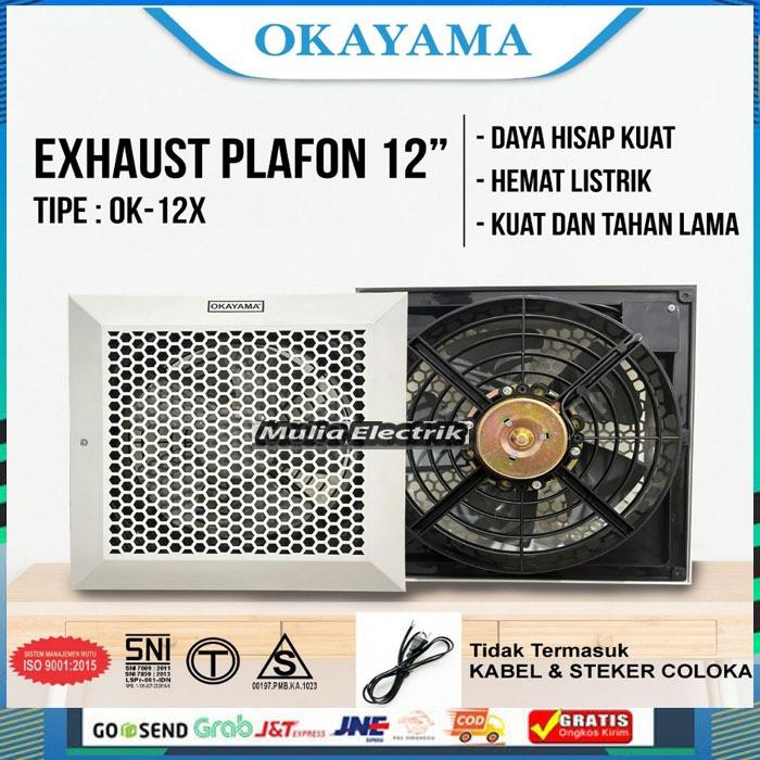 OKAYAMA EXHAUSHT FAN PLAFON 12 INCH / OK-12X HEXOS ANGIN PLAFON 2in1 TERBARU