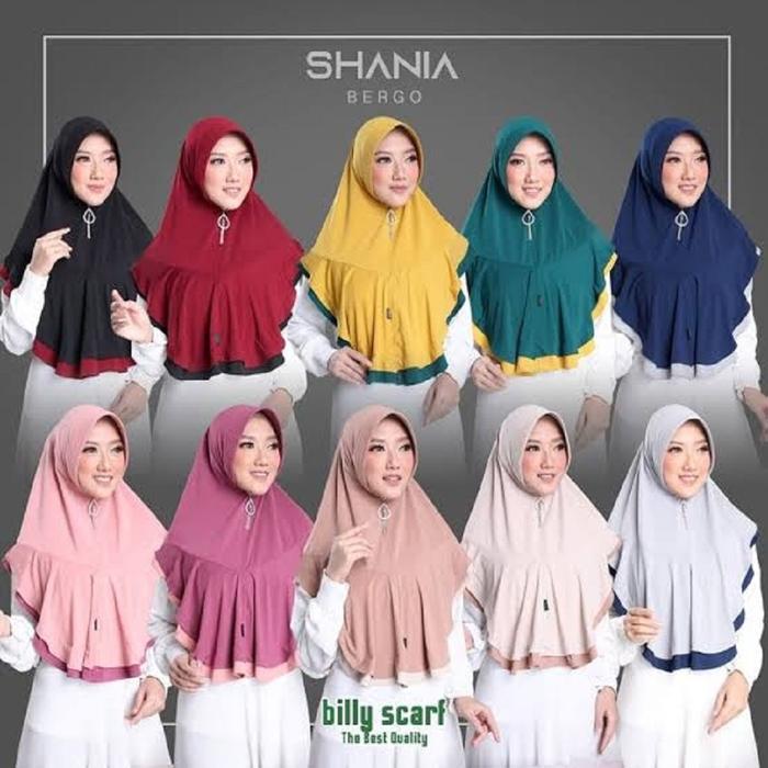 Hijab Bergo Jilbab Shania Bergo, Ori BILLY SCARF Khimar Wanita Syar'i Terbaru Dan Termurah kerudung 