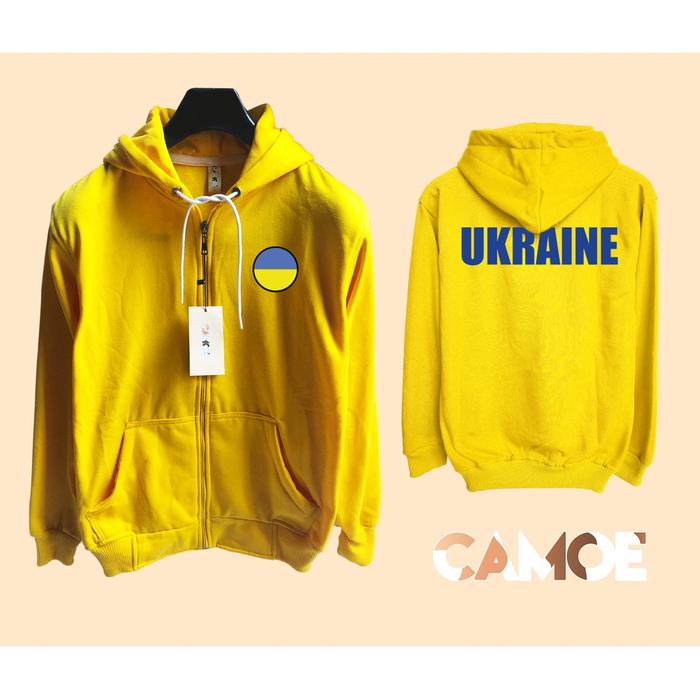 Jaket Hoodie Zipper CAMOE Ukraine Flag Bendera Ukraina