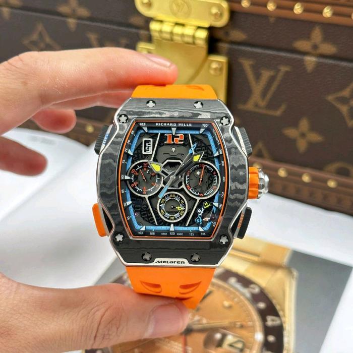 JAM TANGAN PRIA RM65-01 MCLAREN ORENS  RUBBER STRAP 44X49MM FULLSET BOX