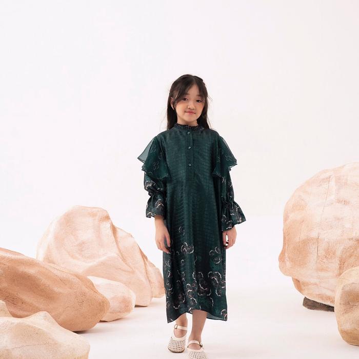 Drea Dress Emerald Green - Dress Anak Aleza