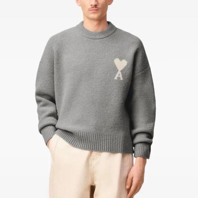 Ami grey alpava ami de coeur crewneck sweater