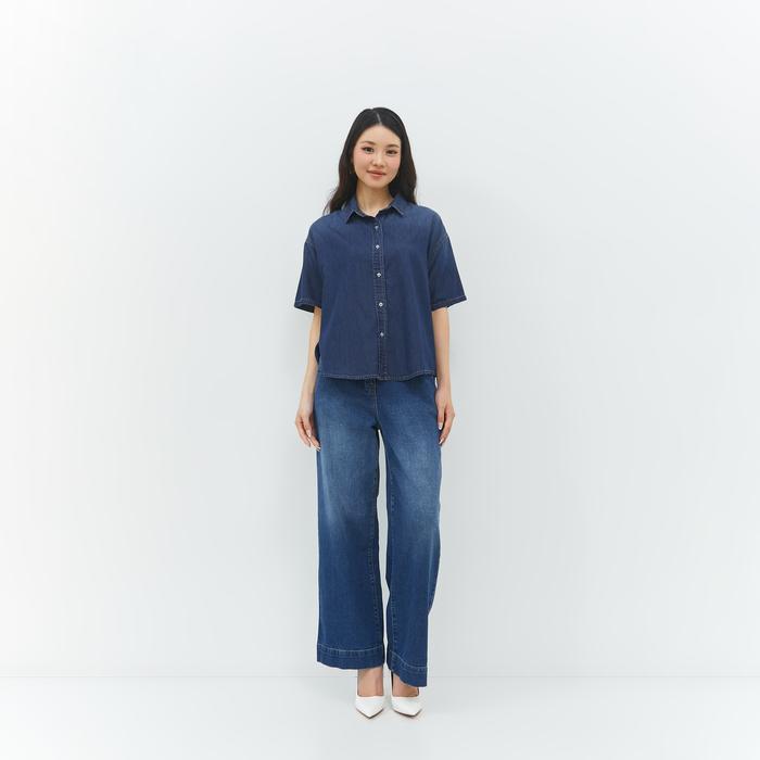 Geela Official - Gantari Dark Ue Denim Shirt (G.1533) | Kemeja Wanita
