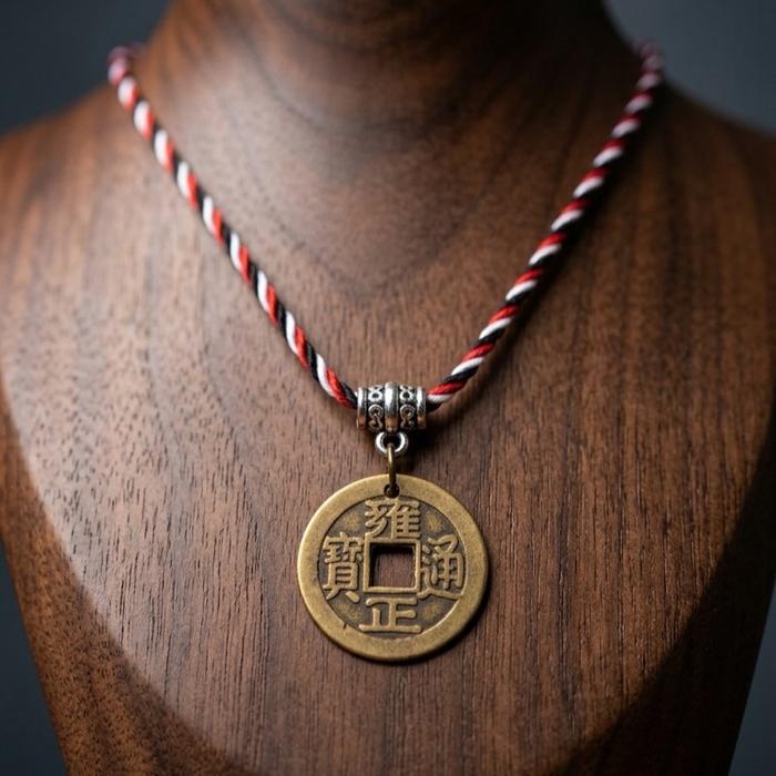 Kalung Tridatu Liontin Pis Bolong Khas Bali Koin Cina Simbul Kemakmuran Keharmonisan Dengan Desain E