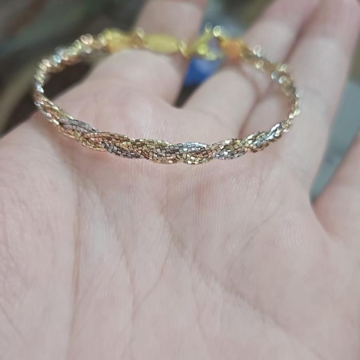 GELANG BANGLE BULAT KAWAT CHOKER PENTOL BOLA EMAS ASLI 700 70% 16K UBS
