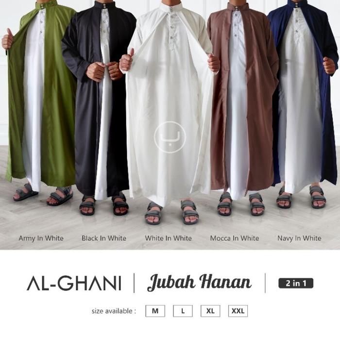 ALGHANI - Jubah Hanan 2 in 1 LUAR DALAM, gamis pria lengan panjang bahan katun exclusive by ALGHANI