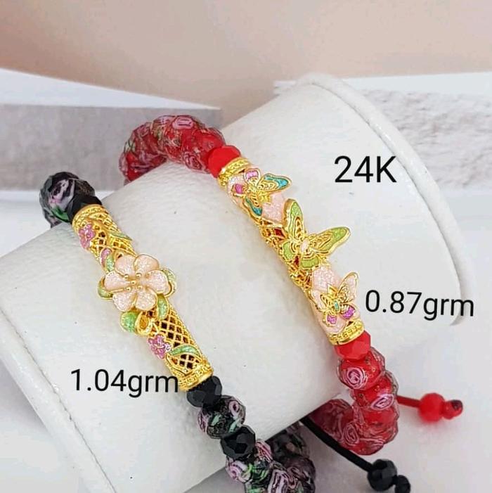 MELDY SHOP - gelang tangan krystal bunga swarovsky / krystal bening clear import variasi emas asli 2