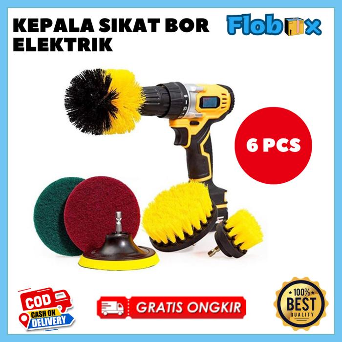 Kepala Sikat Bor Listrik Alat Pembersih WC Lantai Keramik Bathtub 6 Pcs