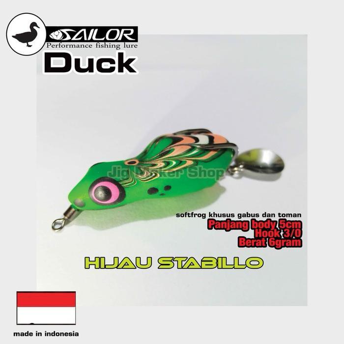 Soft Frog Sailor Umpan Pancing Casting Gabus Softrog - Duck - Hijau