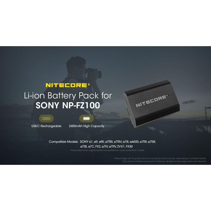 NITECORE Baterai Kamera Replacement Battery 2400mAh for Sony NP-FZ100 - NP-FZ100C