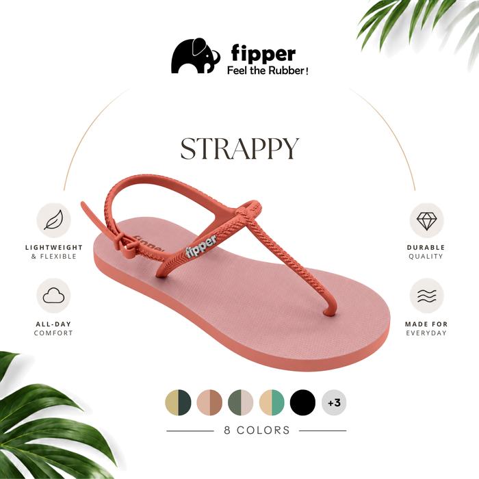 [FIPPER STRAPPY] Sandal Jepit Anti Slip Pria Original Ringan Nyaman Hitam All Colours