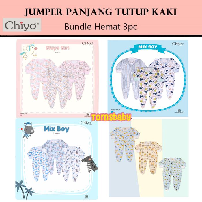 [TOMS] CHIYO BABY (3pcs) Jumper Tutup Kaki Motif Terbaru Soft Cotton Bamboo Fibre | Baju Kodok Bayi 