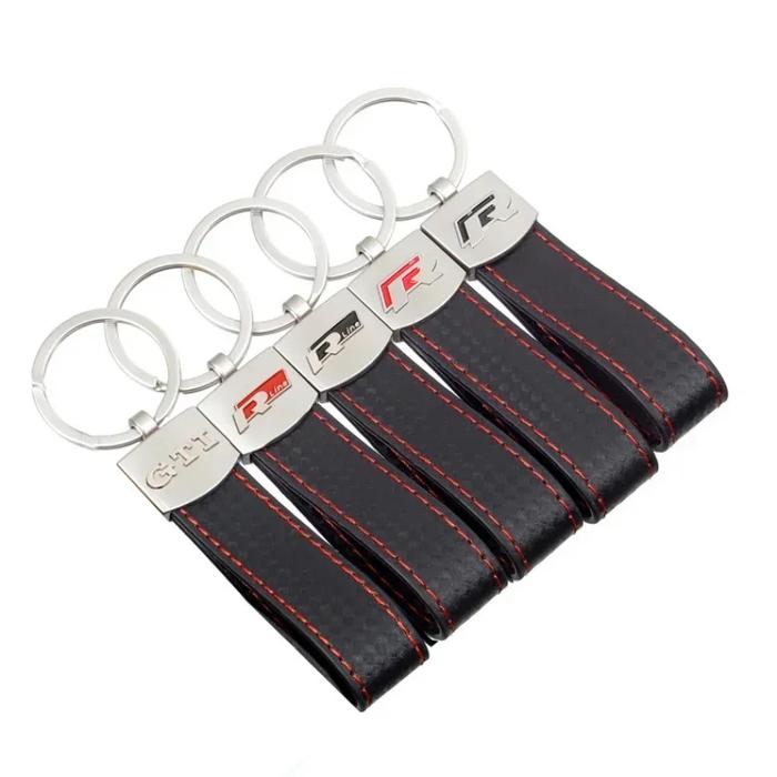 Leather Car Logo Keychain for Volkswagen Polo Golf Passat B5 B6 B7 MK6 Bora Lavida Santana Touran Ma