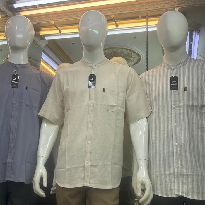 Kemeja koko/kemko linen/kemko lengan pendek kualitas branded bahan import Linen Premium super