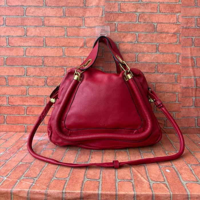 TAS SLING PESTA WANITA CHLOE ITALY KULIT ASLI SECOND BRANDED MERAH / TAS SELEMPANG TOP HANDLE WANITA