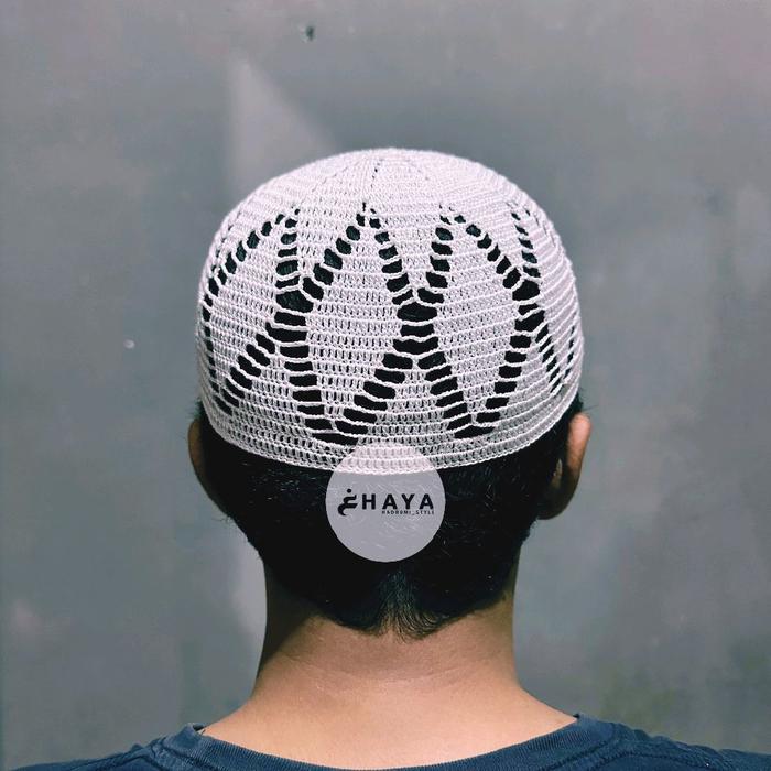 GHAYA HADROMI_STYLE Peci Rajut Yaman Peci Rajut Pria Dewasa Peci Roshid Kopiah Songkok Muslim Katun 