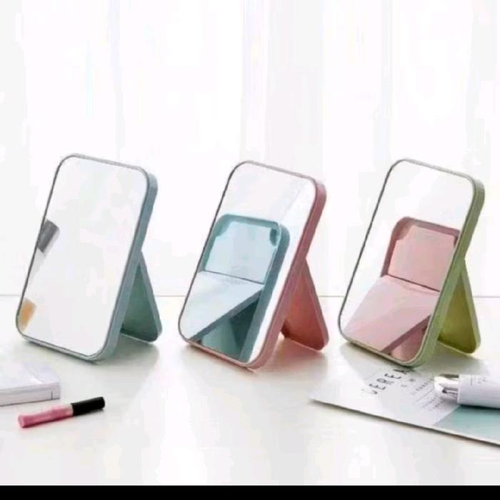 Cermin Kotak Lipat Kaca Rias Make Up Duduk Persegi Standing Mirror