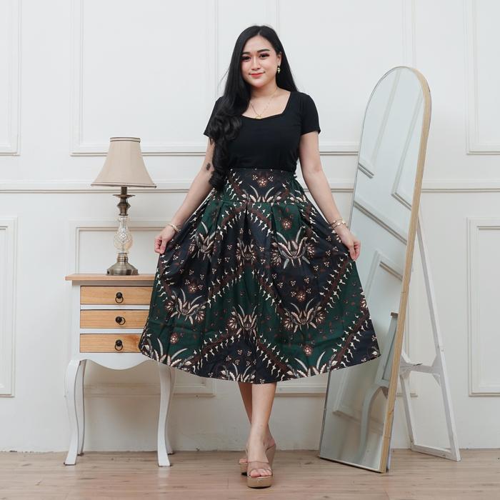 KERIS HIJAU ROK PANJANG BATIK 7/8 | ROK UNGGUL JAYA | ROK PAYUNG | ROK BATIK MUSLIMAH | SARUNG WANIT
