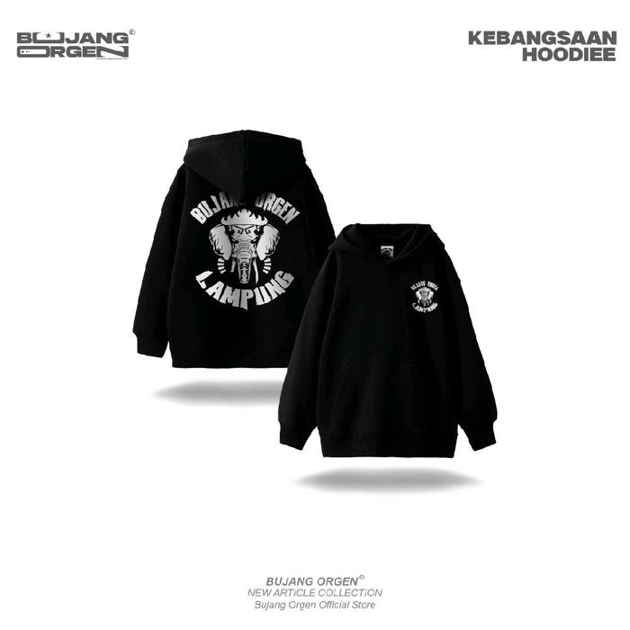 Bujang Orgen - Hoodie Kebangsaan Black Katun Lembut