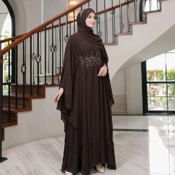 Laela Dress Kaftan Gamis Abaya Terbaru 2026 Dress Wanita Anggun Mewah Model Baru Gamis Ceruty Babydo
