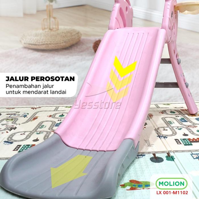 MOLION SNI Mainan Seluncuran Perosotan Anak Prosotan Ayunan Anak Slide Lengkap dengan Ring Basket Be