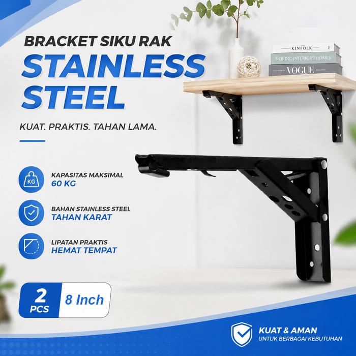 Permata Mall | Bracket Siku Rak | Penyangga Rak Dinding | Bracket Stainless Steel