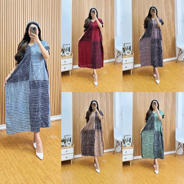 Daster Wanita Piyama Dress Piyama Pendek Cap Super Premium Busui Friendly Kain Rayon Sakura Candi Me