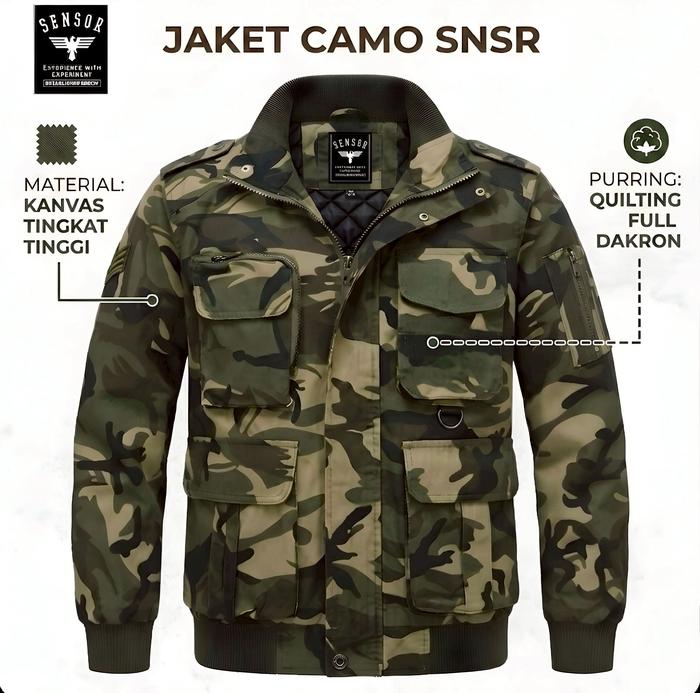 SNSR - Jacket Camo SNSR Pria Bahan Canvas Puring Dakron Tebal