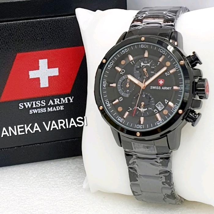 JAM TANGAN PRIA SPORTY SWISS ARMY MASTER ORIGINAL FULL BLACK