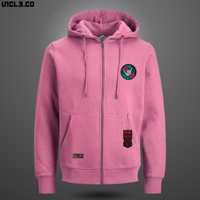 Jaket Hoodie Uncle.Co Zipper Resleting Fleece Tebal Warna Hitam Lengan Panjang untuk Pria dan Wanita