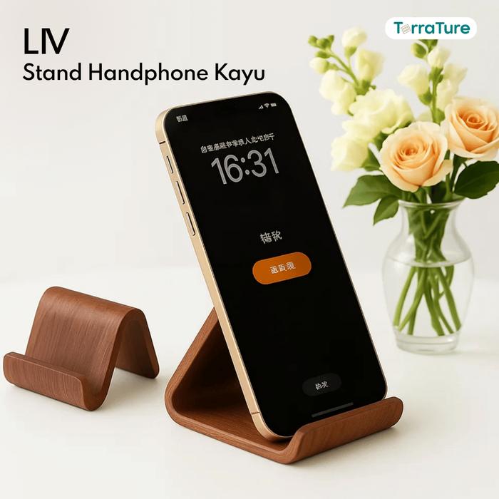 TerraTure Stand Holder Hp Meja Wooden Phone Holder Stand Handphone Sandaran Dudukan Hp Ponsel Kayu