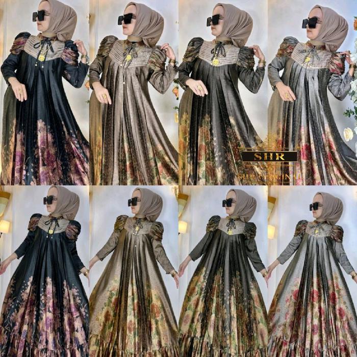 COD !!! NEW SHR ORI 100% DRESS MAXI GAMIS MIDI DADA LIPIT sutra bb timbul bunga syahira