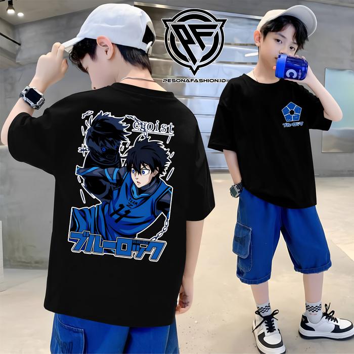 Kaos Anak Isagi Yoichi Blue Lock Mode Egoist Baju Anime katun 24s Jepang T-Shirt Anime Manga