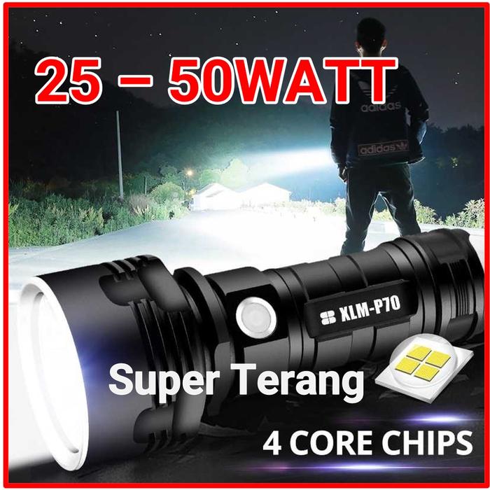 Lampu Senter LED Taktis Super Terang XHP50 L2 P70 Senter Gunung Tahan Air USB Charging