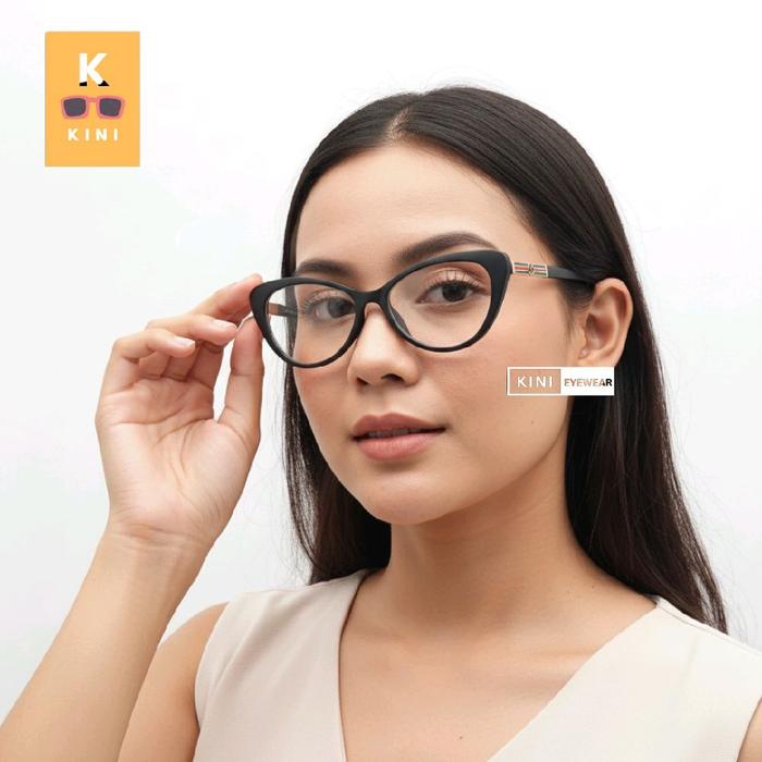 Kini Kacamata Frame Cat Eye Kirana  Plastik Stainless Lensa Antiradiasi Biru Blueray Photocromic Blu