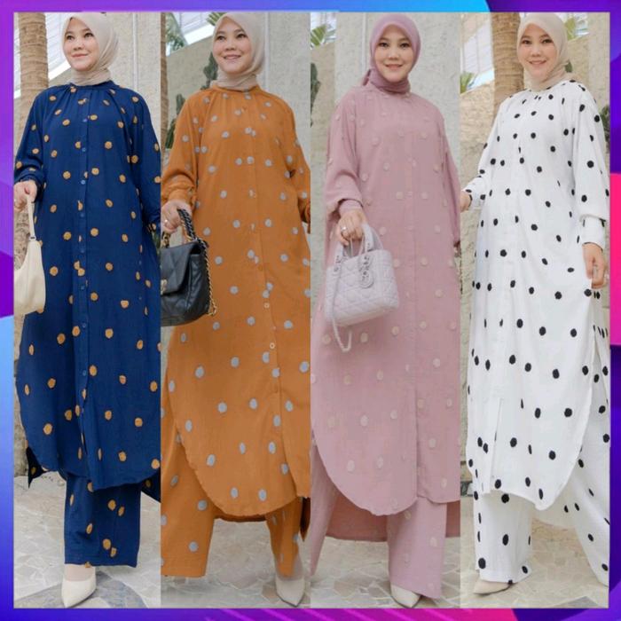 (TEBUS MURAH) D'lovera Alisya Set Bahan Airflow Embroidery All Size (LD 128cm) Busui Friendly One Se