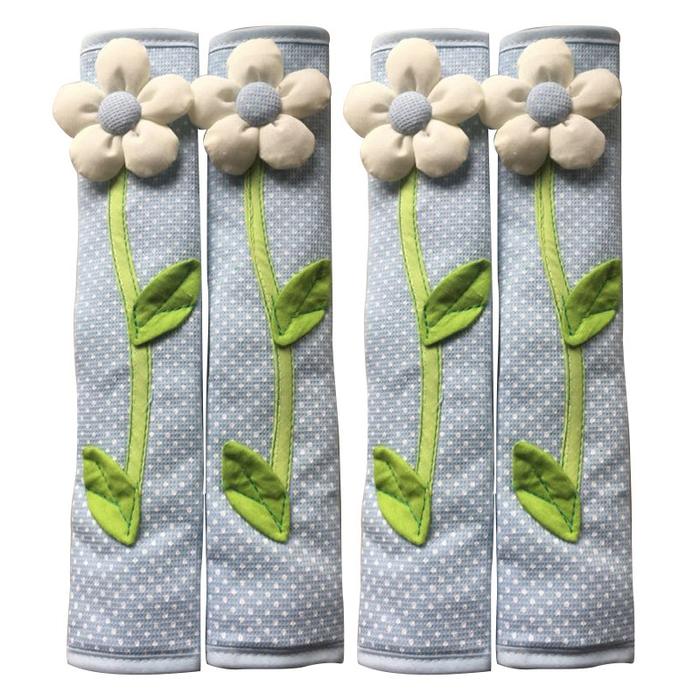 4PCS Pastoral Flower Polka Dot Door/Refrigerator Handle Cover Fridge