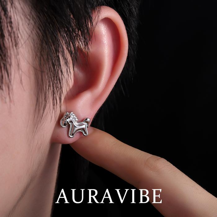 AURAVIBE-Anting Kuda Kayu "Kekayaan Instan" untuk Pria dan Wanita Aksesori Fesyen Mewah dan Serbagun