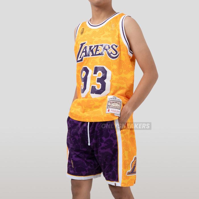 BAPE X MITCHELL NESS LA LAKERS PURPLE SHORTS