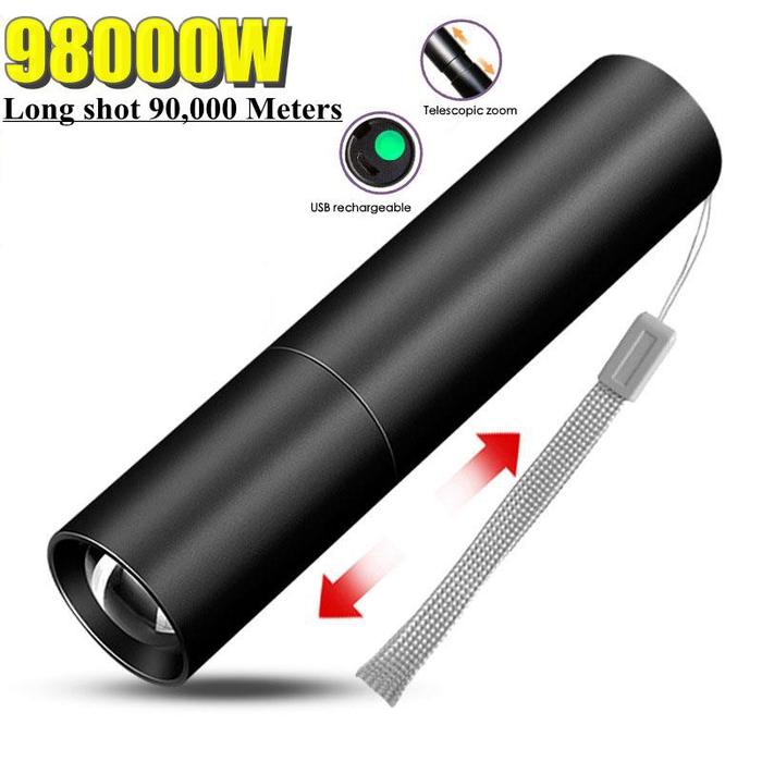 USB Rechargeable LED Flashlight Mini Telescopic Zoom Flashlight